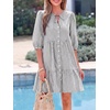 image:imageBTFBM Womens Summer Dresses 2026 Striped Mini Dress Half Sleeve Button Down Casual Flowy Beach Vacation Outfits PocketsBlack