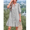 image:imageBTFBM Womens Summer Dresses 2026 Striped Mini Dress Half Sleeve Button Down Casual Flowy Beach Vacation Outfits PocketsBlack
