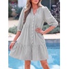 image:imageBTFBM Womens Summer Dresses 2026 Striped Mini Dress Half Sleeve Button Down Casual Flowy Beach Vacation Outfits PocketsBlack