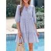 image:imageBTFBM Womens Summer Dresses 2026 Striped Mini Dress Half Sleeve Button Down Casual Flowy Beach Vacation Outfits PocketsBlue