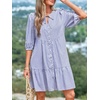 image:imageBTFBM Womens Summer Dresses 2026 Striped Mini Dress Half Sleeve Button Down Casual Flowy Beach Vacation Outfits PocketsBlue