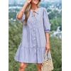 image:imageBTFBM Womens Summer Dresses 2026 Striped Mini Dress Half Sleeve Button Down Casual Flowy Beach Vacation Outfits PocketsBlue