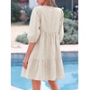 image:imageBTFBM Womens Summer Dresses 2026 Striped Mini Dress Half Sleeve Button Down Casual Flowy Beach Vacation Outfits PocketsBrown