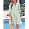 image:imageBTFBM Womens Summer Dresses 2026 Striped Mini Dress Half Sleeve Button Down Casual Flowy Beach Vacation Outfits PocketsGreen