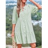 image:imageBTFBM Womens Summer Dresses 2026 Striped Mini Dress Half Sleeve Button Down Casual Flowy Beach Vacation Outfits PocketsGreen