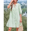 image:imageBTFBM Womens Summer Dresses 2026 Striped Mini Dress Half Sleeve Button Down Casual Flowy Beach Vacation Outfits PocketsGreen