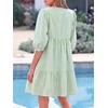 image:imageBTFBM Womens Summer Dresses 2026 Striped Mini Dress Half Sleeve Button Down Casual Flowy Beach Vacation Outfits PocketsGreen