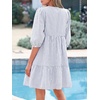 image:imageBTFBM Womens Summer Dresses 2026 Striped Mini Dress Half Sleeve Button Down Casual Flowy Beach Vacation Outfits PocketsLight Blue