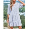 image:imageBTFBM Womens Summer Dresses 2026 Striped Mini Dress Half Sleeve Button Down Casual Flowy Beach Vacation Outfits PocketsLight Blue