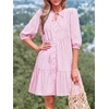 image:imageBTFBM Womens Summer Dresses 2026 Striped Mini Dress Half Sleeve Button Down Casual Flowy Beach Vacation Outfits PocketsPink