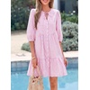 image:imageBTFBM Womens Summer Dresses 2026 Striped Mini Dress Half Sleeve Button Down Casual Flowy Beach Vacation Outfits PocketsPink