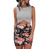 image:imageBTFBM Women 2026 Summer Dresses Sleeveless Casual Crewneck Bodycon Cutout Twist Slim Wrap Club Party Beach Mini DressStripe and Floral Black