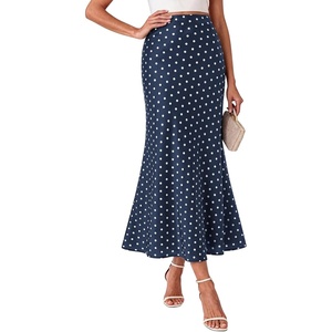 image:imageBTFBM Midi Skirts for Women 2026 Summer Spring Lightweight A Line High Waisted Wedding Guest Party Silk Long SkirtDot Navy White