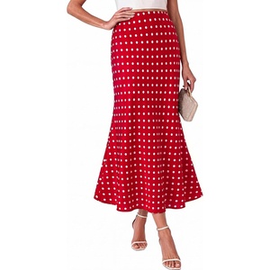 image:imageBTFBM Midi Skirts for Women 2026 Summer Spring Lightweight A Line High Waisted Wedding Guest Party Silk Long SkirtDot Red White