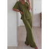 image:imageBTFBM Womens 2 Piece Outfits Casual Short Sleeve Lounge Set Summer Fashion 2026 Tracksuits Matching Sets Travel ClothesArmy Green