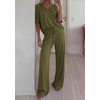 image:imageBTFBM Womens 2 Piece Outfits Casual Short Sleeve Lounge Set Summer Fashion 2026 Tracksuits Matching Sets Travel ClothesArmy Green