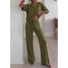 image:imageBTFBM Womens 2 Piece Outfits Casual Short Sleeve Lounge Set Summer Fashion 2026 Tracksuits Matching Sets Travel ClothesArmy Green