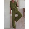 image:imageBTFBM Womens 2 Piece Outfits Casual Short Sleeve Lounge Set Summer Fashion 2026 Tracksuits Matching Sets Travel ClothesArmy Green