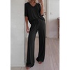 image:imageBTFBM Womens 2 Piece Outfits Casual Short Sleeve Lounge Set Summer Fashion 2026 Tracksuits Matching Sets Travel ClothesBlack