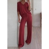 image:imageBTFBM Womens 2 Piece Outfits Casual Short Sleeve Lounge Set Summer Fashion 2026 Tracksuits Matching Sets Travel ClothesBurgundy