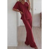 image:imageBTFBM Womens 2 Piece Outfits Casual Short Sleeve Lounge Set Summer Fashion 2026 Tracksuits Matching Sets Travel ClothesBurgundy
