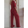 image:imageBTFBM Womens 2 Piece Outfits Casual Short Sleeve Lounge Set Summer Fashion 2026 Tracksuits Matching Sets Travel ClothesBurgundy