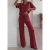 image:imageBTFBM Womens 2 Piece Outfits Casual Short Sleeve Lounge Set Summer Fashion 2026 Tracksuits Matching Sets Travel ClothesBurgundy