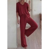 image:imageBTFBM Womens 2 Piece Outfits Casual Short Sleeve Lounge Set Summer Fashion 2026 Tracksuits Matching Sets Travel ClothesBurgundy