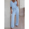 image:imageBTFBM Womens 2 Piece Outfits Casual Short Sleeve Lounge Set Summer Fashion 2026 Tracksuits Matching Sets Travel ClothesLight Blue