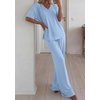image:imageBTFBM Womens 2 Piece Outfits Casual Short Sleeve Lounge Set Summer Fashion 2026 Tracksuits Matching Sets Travel ClothesLight Blue