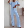 image:imageBTFBM Womens 2 Piece Outfits Casual Short Sleeve Lounge Set Summer Fashion 2026 Tracksuits Matching Sets Travel ClothesLight Blue