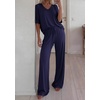 image:imageBTFBM Womens 2 Piece Outfits Casual Short Sleeve Lounge Set Summer Fashion 2026 Tracksuits Matching Sets Travel ClothesNavy Blue