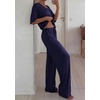 image:imageBTFBM Womens 2 Piece Outfits Casual Short Sleeve Lounge Set Summer Fashion 2026 Tracksuits Matching Sets Travel ClothesNavy Blue