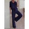 image:imageBTFBM Womens 2 Piece Outfits Casual Short Sleeve Lounge Set Summer Fashion 2026 Tracksuits Matching Sets Travel ClothesNavy Blue