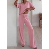 image:imageBTFBM Womens 2 Piece Outfits Casual Short Sleeve Lounge Set Summer Fashion 2026 Tracksuits Matching Sets Travel ClothesPink