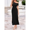 image:imageBTFBM Womens Summer Dresses 2026 Asymmetrical Neck Short Sleeve Pleated Knit Spring Sweater Midi Dress Business CasualBlack