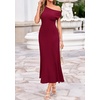 image:imageBTFBM Womens Summer Dresses 2026 Asymmetrical Neck Short Sleeve Pleated Knit Spring Sweater Midi Dress Business CasualBurgundy
