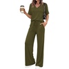 image:imageBTFBM Womens 2 Piece Outfits Casual Short Sleeve Lounge Set Summer Fashion 2026 Tracksuits Matching Sets Travel ClothesArmy Green