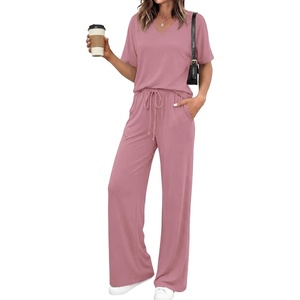 image:imageBTFBM Womens 2 Piece Outfits Casual Short Sleeve Lounge Set Summer Fashion 2026 Tracksuits Matching Sets Travel ClothesPink