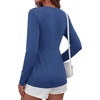 image:imageBTFBM Babydoll Tops for Women 2026 Fall Fashion Twist Front V Neck Flowy Long Sleeve Blouses Dressy Casual Peplum TopsBlue
