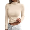 image:imageBTFBM Mock Tops for Women Fitted Long Sleeve Shirts Fall Fashion Clothing Thermal Layering Undershirts Going Out OutfitsBeige