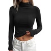 image:imageBTFBM Mock Tops for Women Fitted Long Sleeve Shirts Fall Fashion Clothing Thermal Layering Undershirts Going Out OutfitsBlack