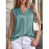 image:imageBTFBM Summer Tank Tops 2026 Satin Business Casual Outfits for Women Pleated Sleeveless Shirts Silk Spring Work BlousesAqua Blue