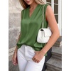 image:imageBTFBM Summer Tank Tops 2026 Satin Business Casual Outfits for Women Pleated Sleeveless Shirts Silk Spring Work BlousesArmy Green