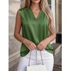 image:imageBTFBM Summer Tank Tops 2026 Satin Business Casual Outfits for Women Pleated Sleeveless Shirts Silk Spring Work BlousesArmy Green
