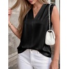 image:imageBTFBM Summer Tank Tops 2026 Satin Business Casual Outfits for Women Pleated Sleeveless Shirts Silk Spring Work BlousesBlack