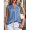 image:imageBTFBM Summer Tank Tops 2026 Satin Business Casual Outfits for Women Pleated Sleeveless Shirts Silk Spring Work BlousesBlue