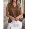 image:imageBTFBM Summer Tank Tops 2026 Satin Business Casual Outfits for Women Pleated Sleeveless Shirts Silk Spring Work BlousesBrown