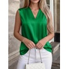 image:imageBTFBM Summer Tank Tops 2026 Satin Business Casual Outfits for Women Pleated Sleeveless Shirts Silk Spring Work BlousesGreen