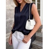 image:imageBTFBM Summer Tank Tops 2026 Satin Business Casual Outfits for Women Pleated Sleeveless Shirts Silk Spring Work BlousesNavy Blue